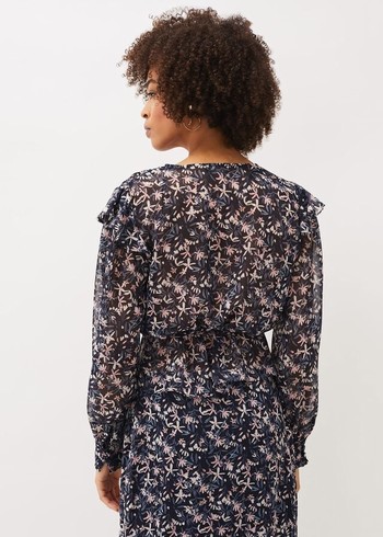 Phase Eight Lola Floral Co-Ord Shirts Navy/Pink USA | 9063542-TP